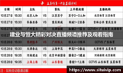 建业与恒大精彩对决直播频道推荐及观看指南
